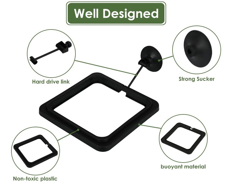 DS.DISTINCTIVE STYLE DS. DISTINCTIVE STYLE Fish Feeding Ring 2 Pieces Aquarium and Tank Floating Rings Food Feeders with Suction Cup(Black) - Image 3